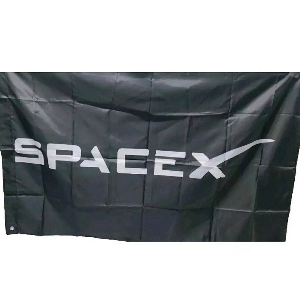 NEW SpaceX Banner Flag! Approximately 24" x 48" inches. Black & White.